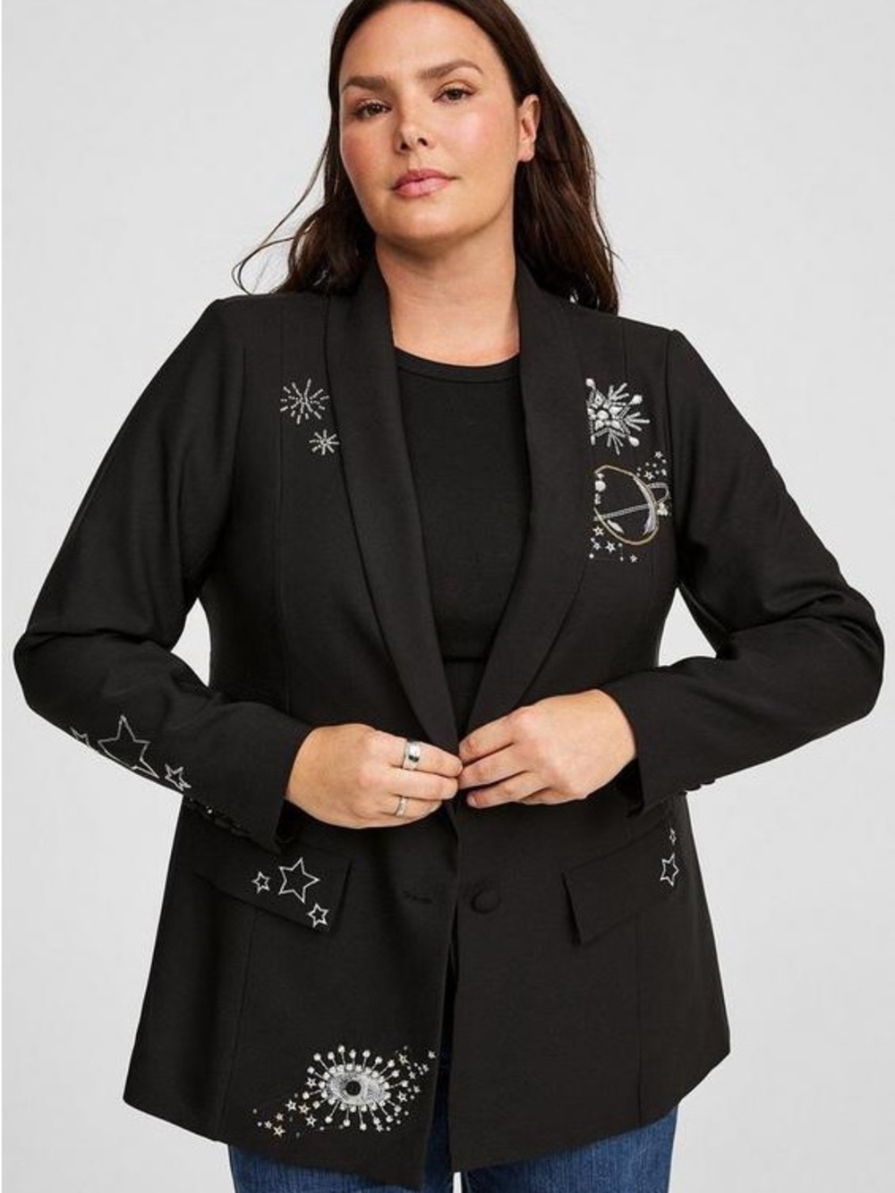 NWT torrid Black Embellished Star & Moon Blazer - Picture 2 of 8